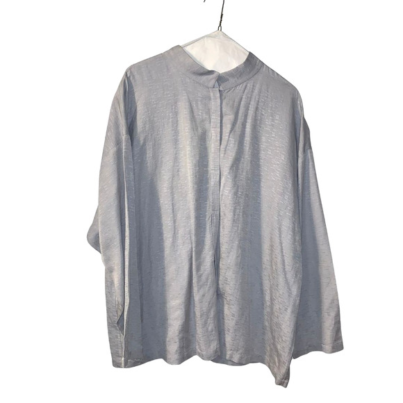 Eileen Fisher Women's Silk Linen Jacket Plus Size 1X Gray Lightweight Layer Slit - Picture 1 of 7